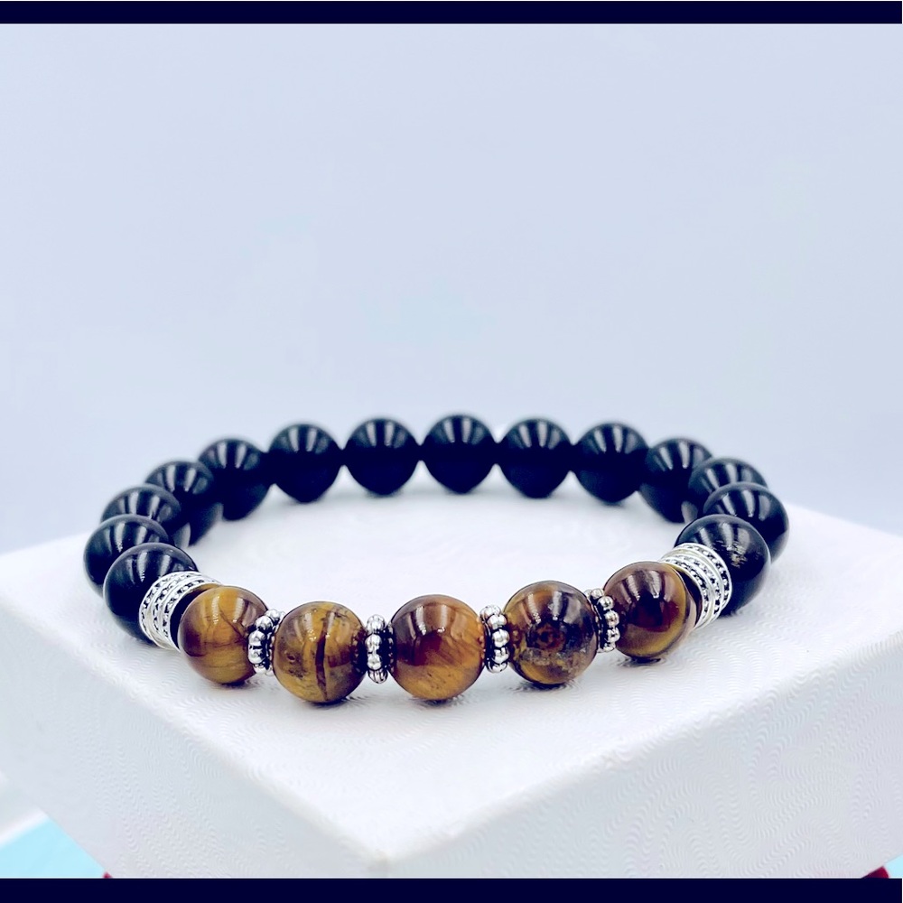 TigerEyesObsidian Spiritprotect strength bracelet